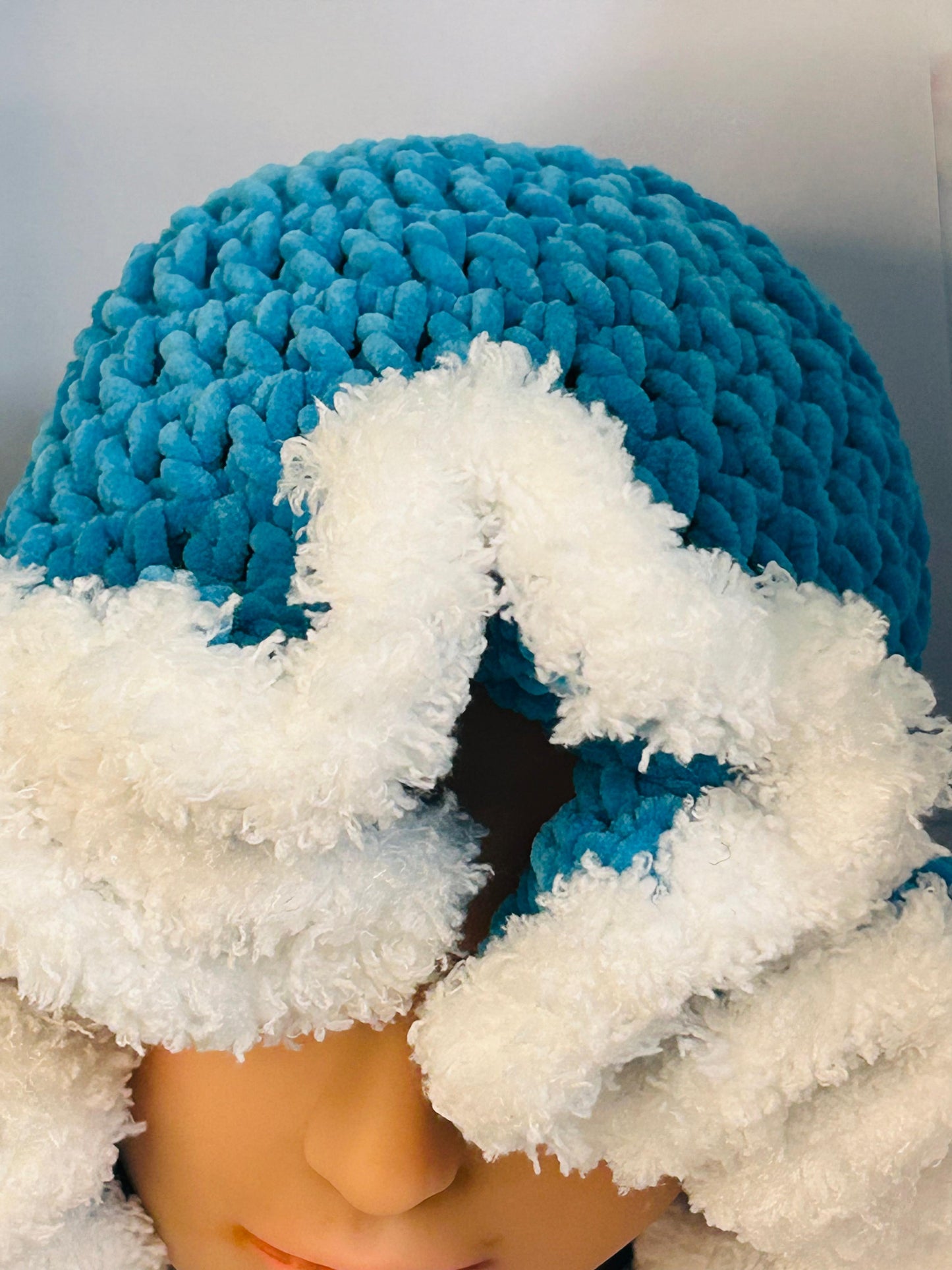 Sky Blue Ruffle Edge Crochet Hat – Handmade by Celestial Couture