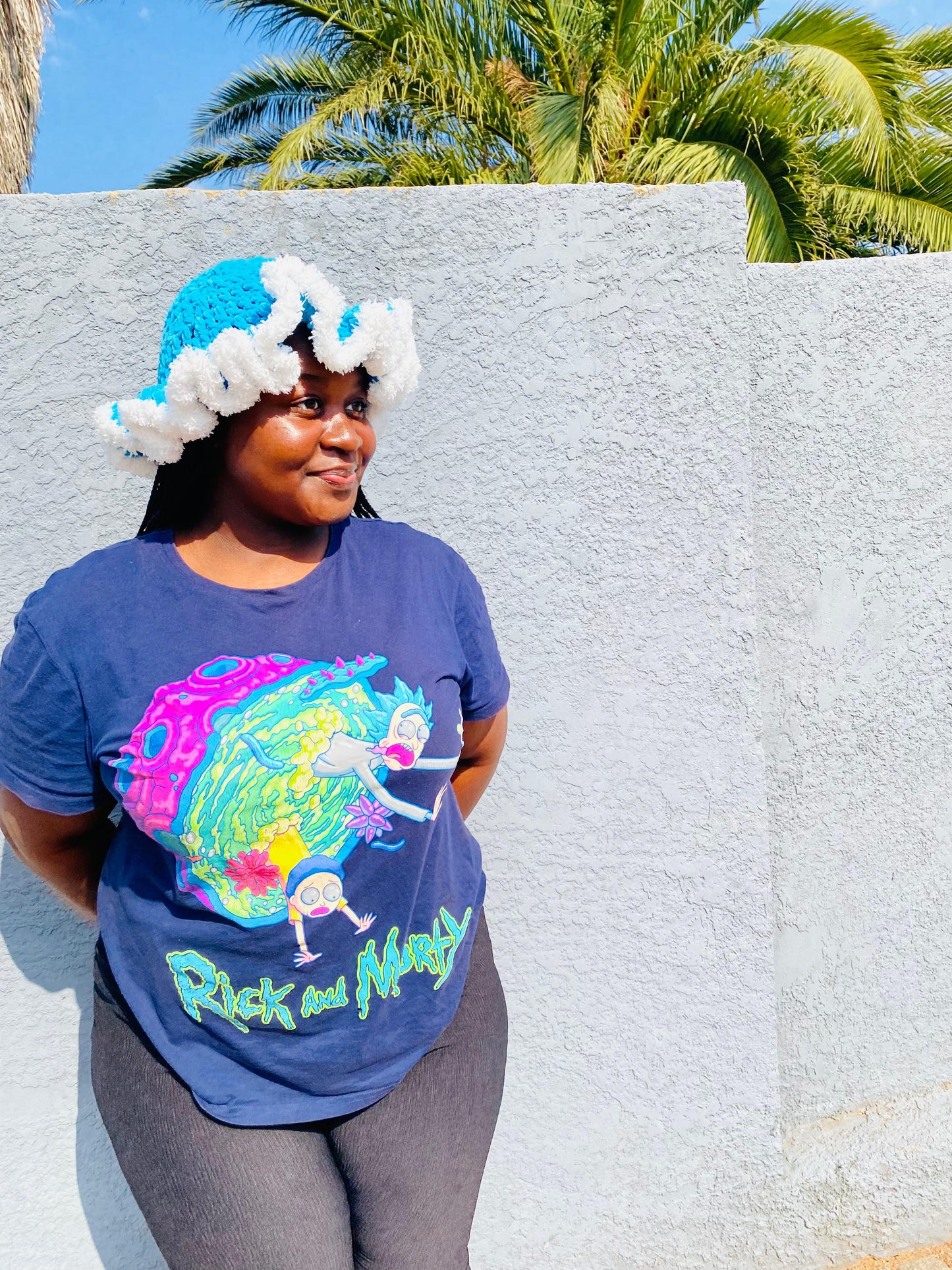 Sky Blue Ruffle Edge Crochet Hat – Handmade by Celestial Couture