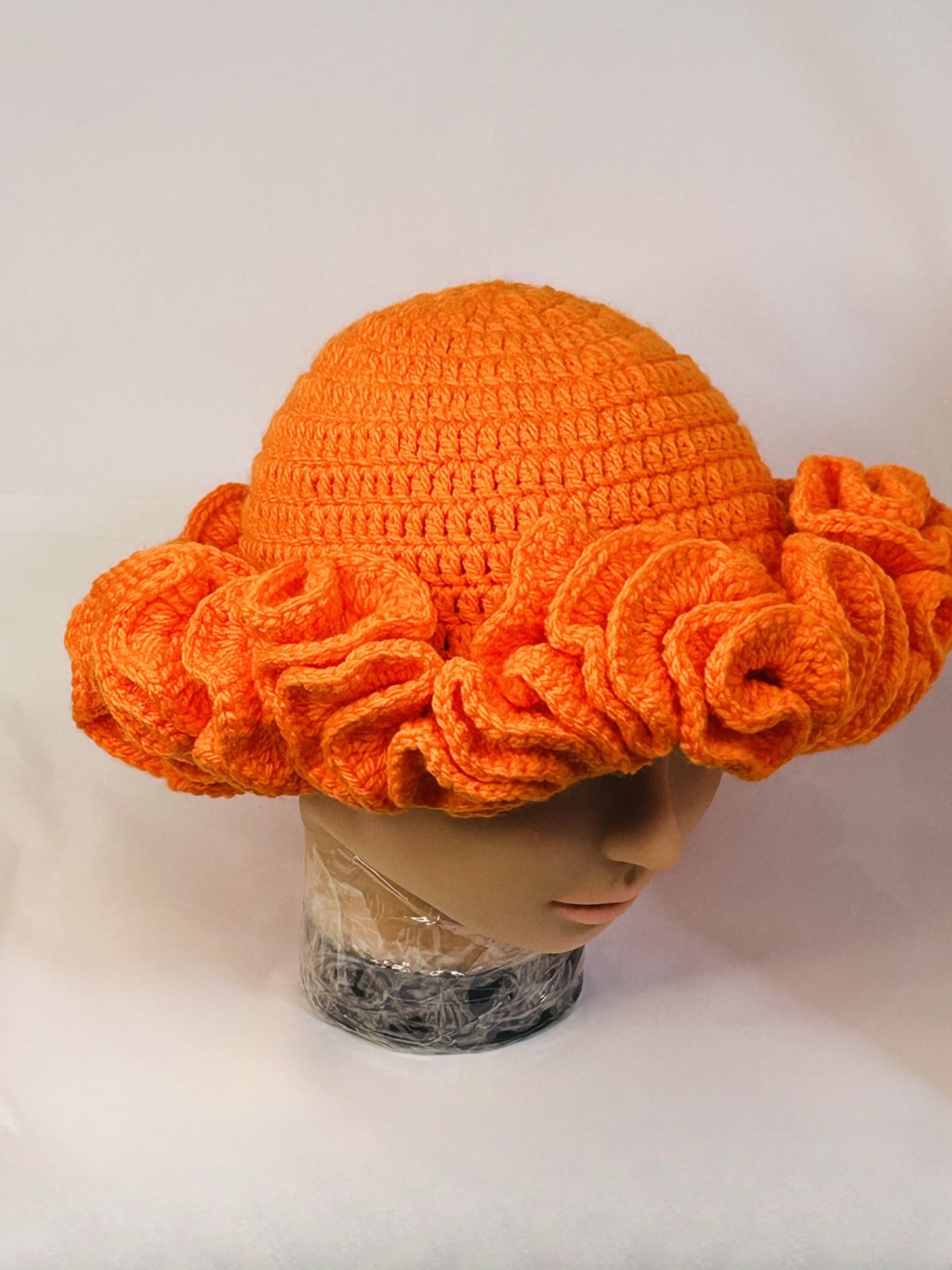 Bold Ruffle Crochet Hat β Orange Pop