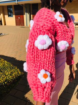 Chunky Flower Bloom Cardigan – Handcrafted Statement Knit