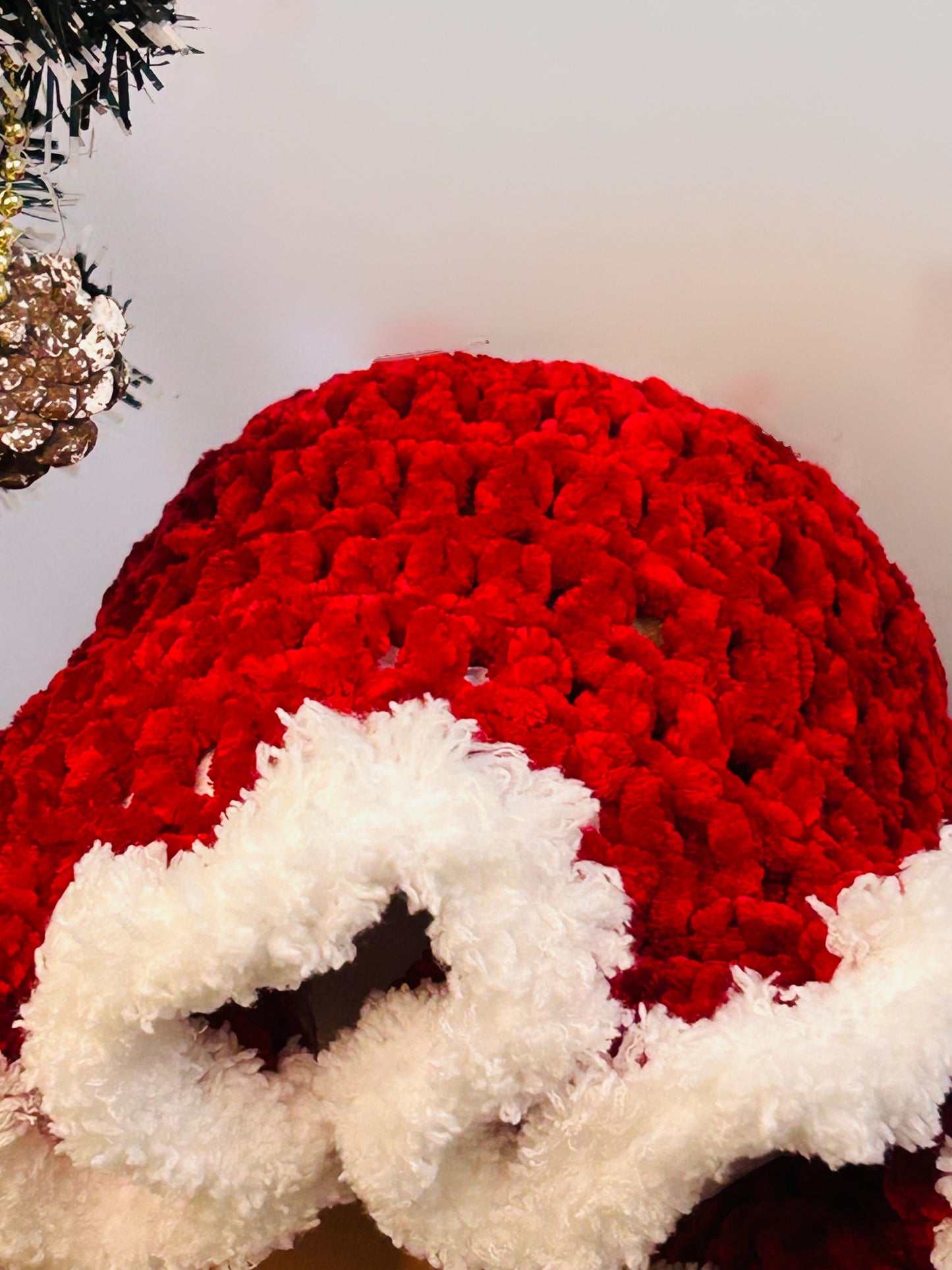 Red and white ruffle hat