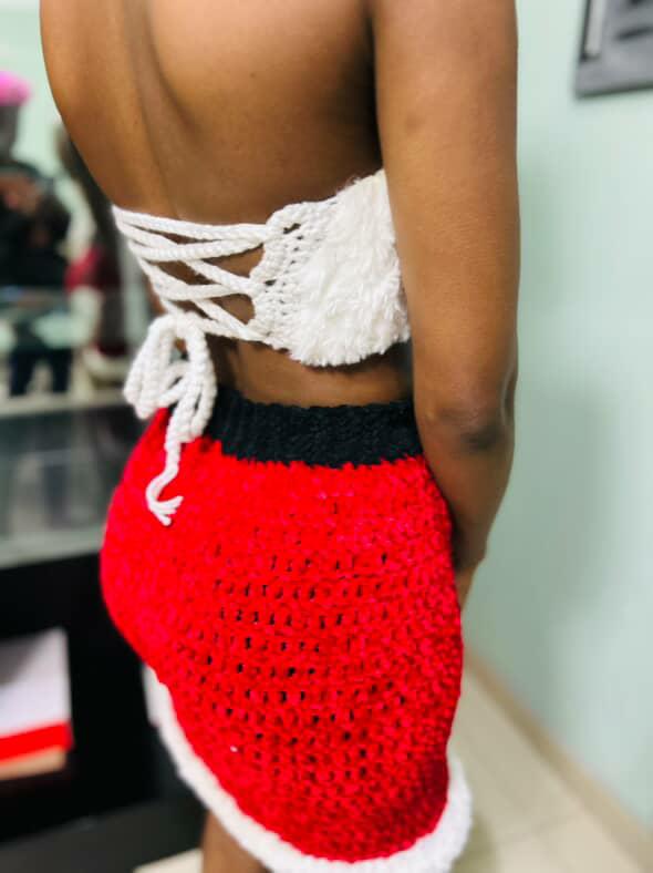 Holiday Cozy Crochet Set – 2 Piece Fuzzy Tube Top & Skirt