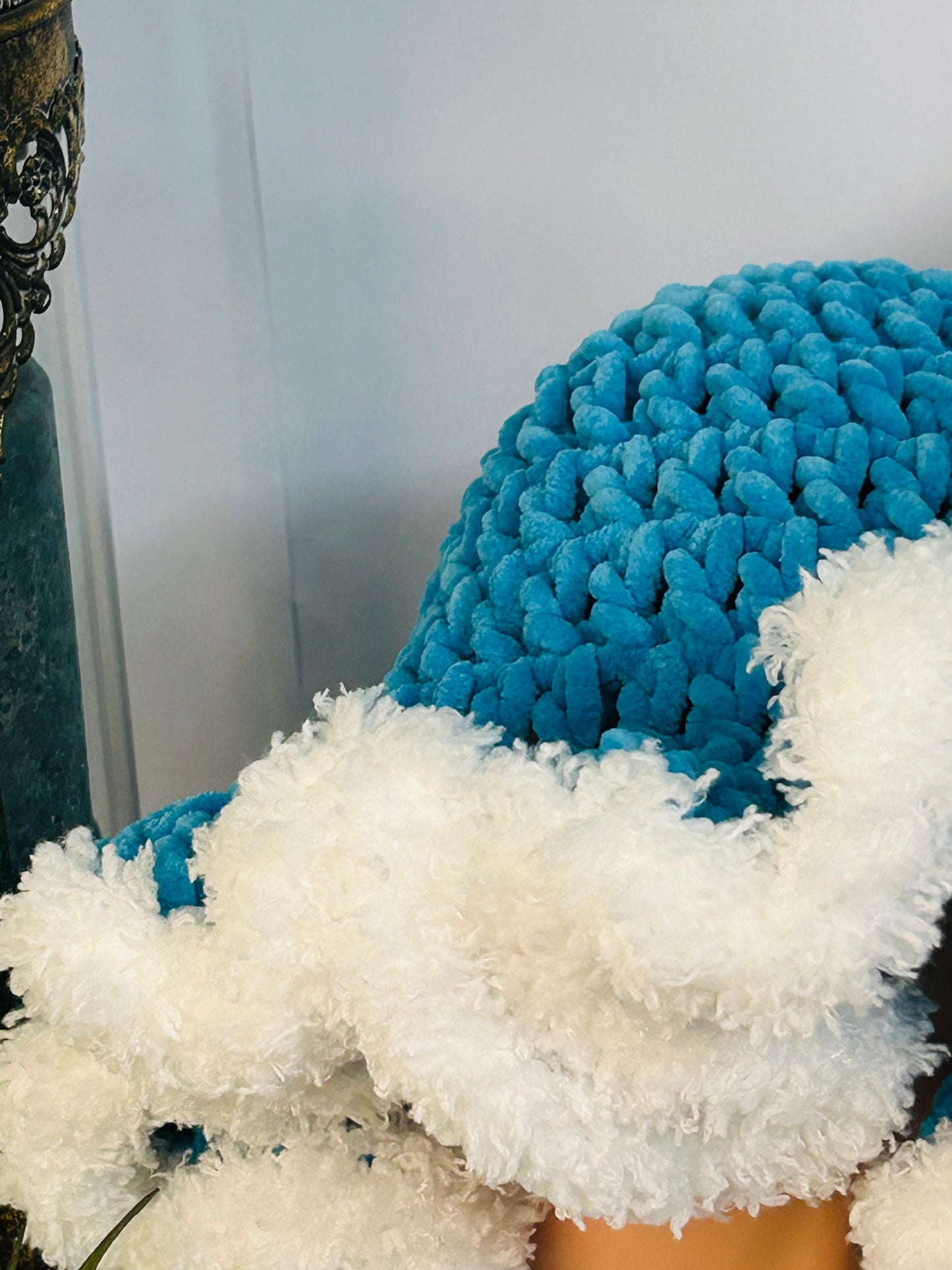 Sky Blue Ruffle Edge Crochet Hat – Handmade by Celestial Couture