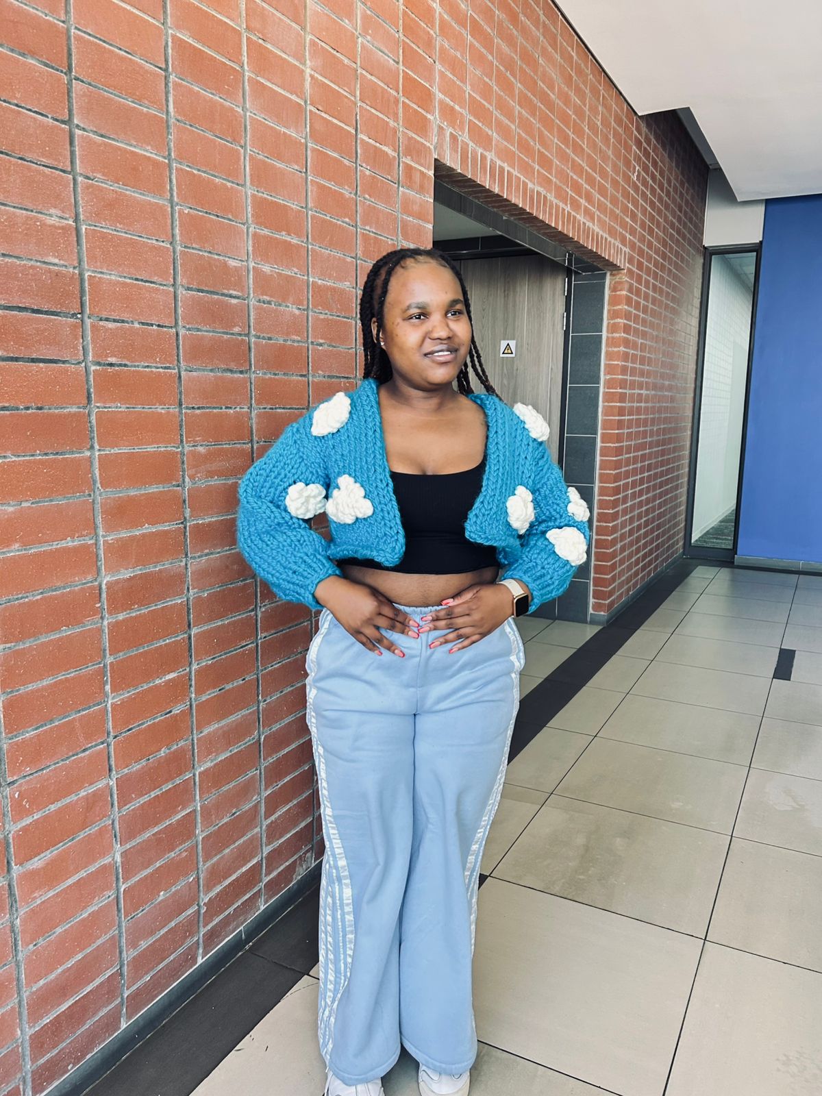 Handmade cloud knit cardigan chunk oversized knitwear with clouds,balloon sleeves,charity wool