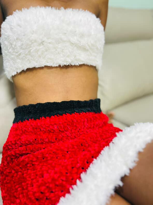 Holiday Cozy Crochet Set – 2 Piece Fuzzy Tube Top & Skirt